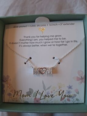Silver-Tone 'M♥M' Cubic Zirconia Necklace for Mom